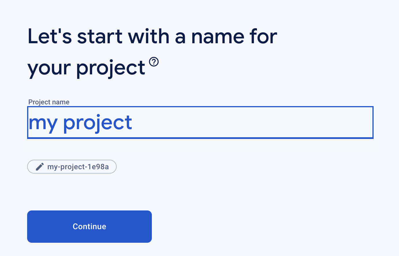 creating a new firebase project