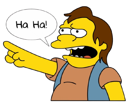 Nelson from the Simpsons pointing and saying "HA-HA!".